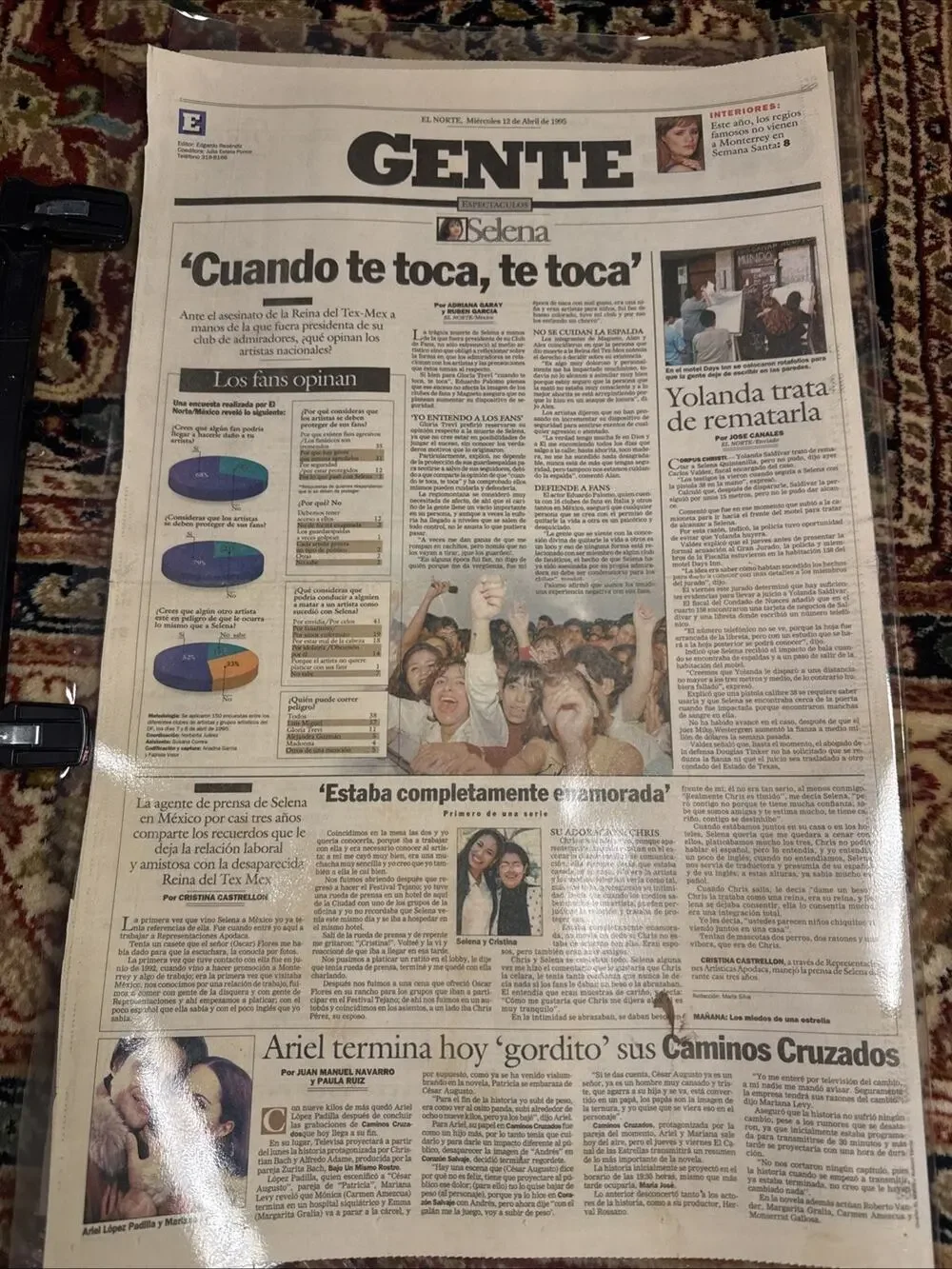 Vintage 1995 Selena Quintanilla Newspaper El Norte Gente Section